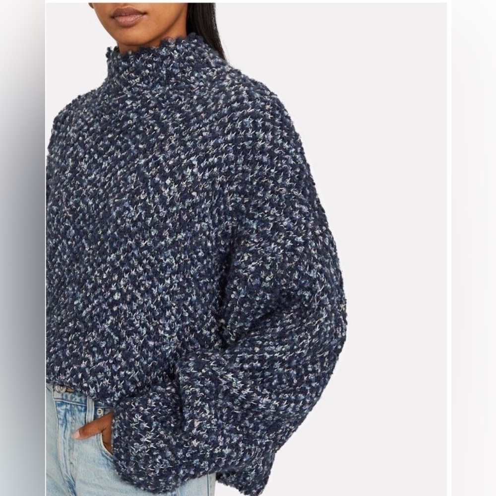 3.1 Phillip Lim Blue‎ Mock Neck Bouclé Sweater Women’s Size Large Wool Blend